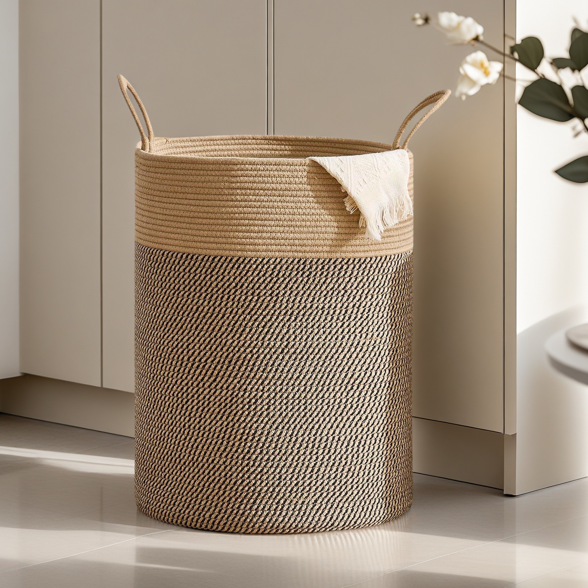 Sustainable Living Eco Friendly - Large Storage Basket Tall Woven Decorative